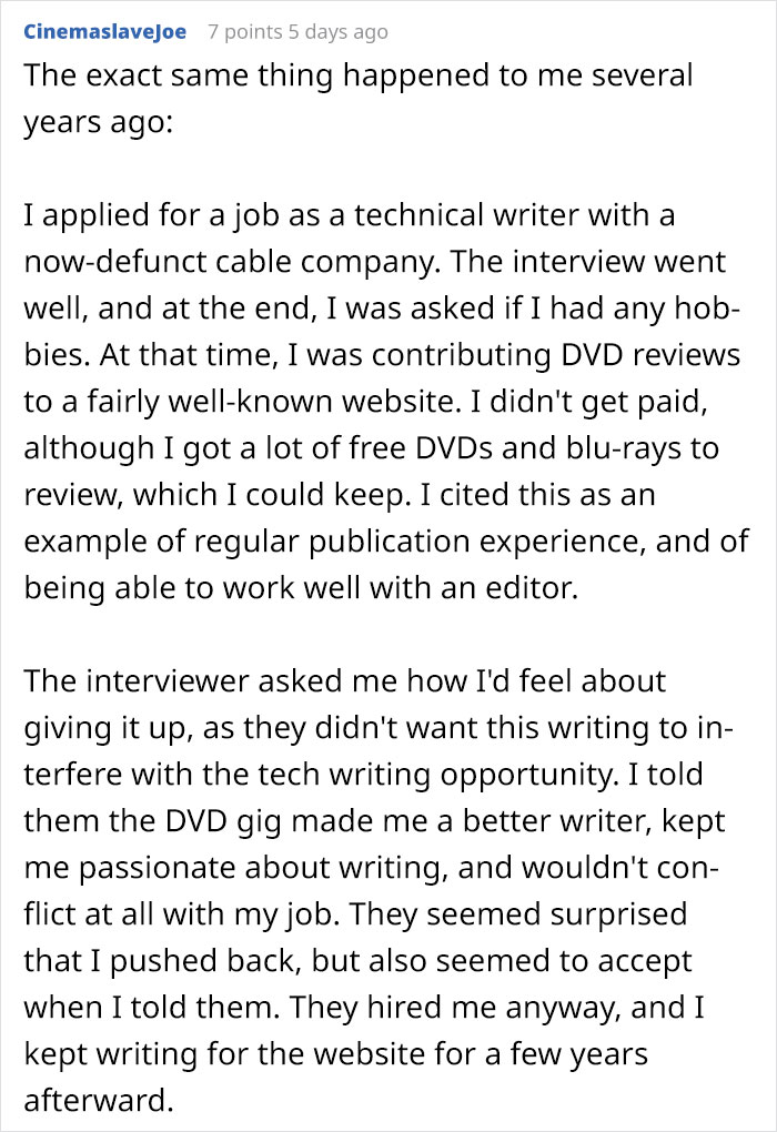 Man Shares How He Was Rejected From An Exciting Job Position Because He Wasn't Willing To Give Up His Favorite Hobby