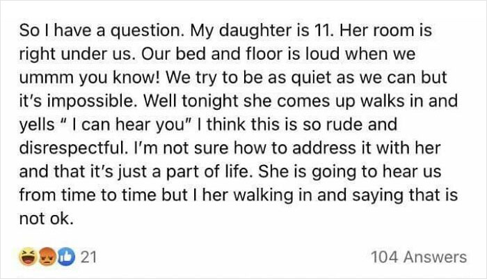 Daughter Was “Rude” For Telling Her Parents She Could Hear Them [Making Love]