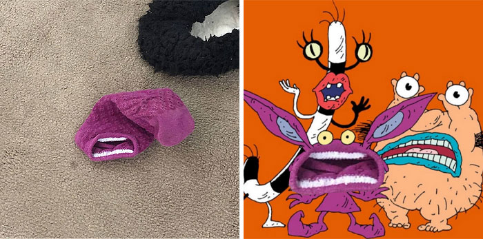 This Purple Sock Laying On The Floor