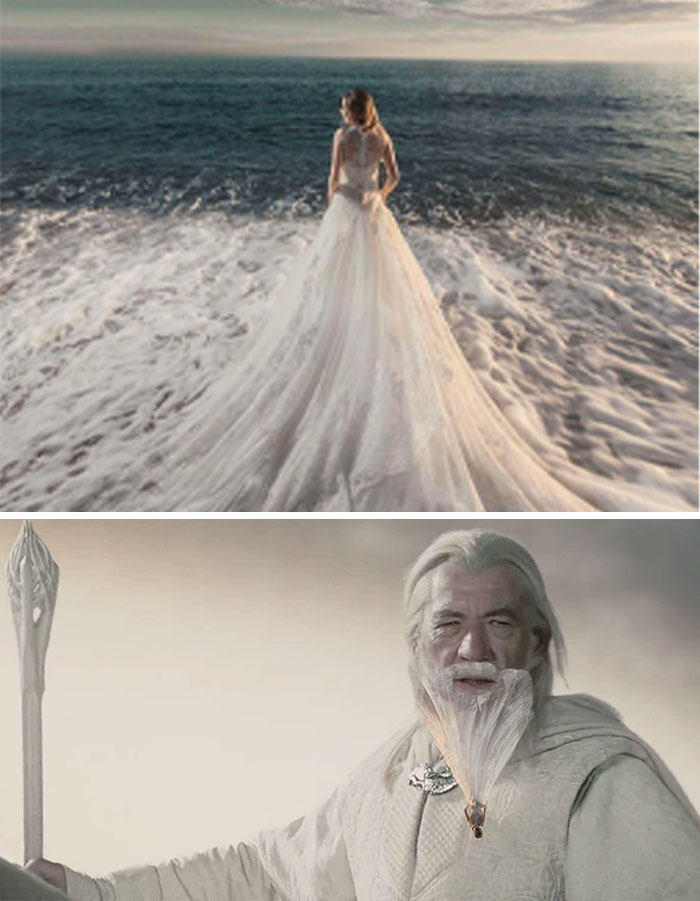 Bride Standing In The Ocean