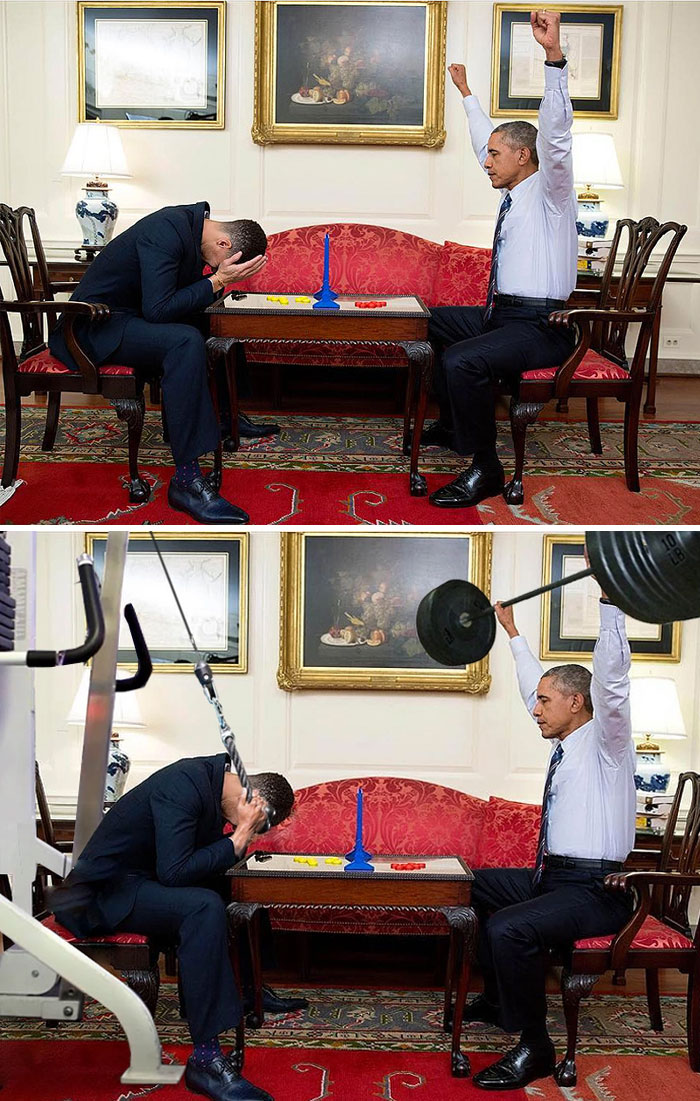 Obama Winning Connect Four Against Stephen Curry