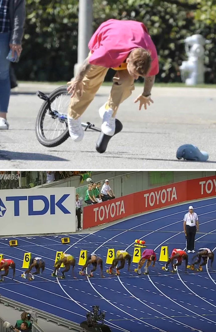 Justin Bieber Falling Off A Unicycle