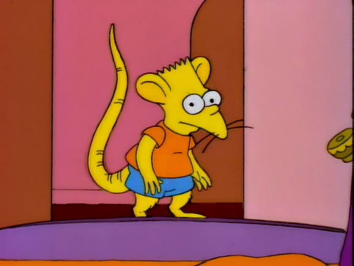 Homer Simpson transformed into a rat, illustrating small details Simpson fans noticed and theories about Homer.