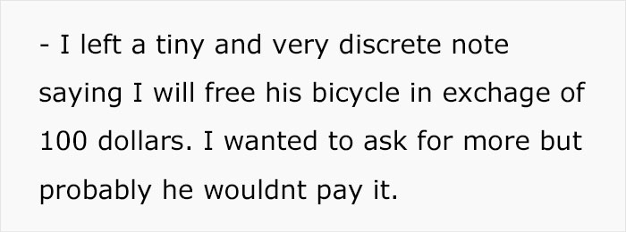 Sick And Tired Of Someone Using Their Parking Space, This Guy Locks The Stranger's Bike And Notes Start Arriving