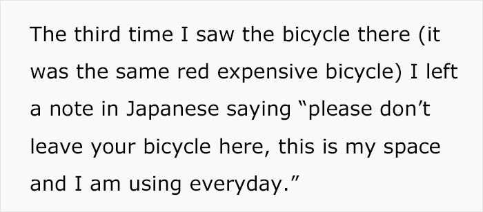 Sick And Tired Of Someone Using Their Parking Space, This Guy Locks The Stranger's Bike And Notes Start Arriving