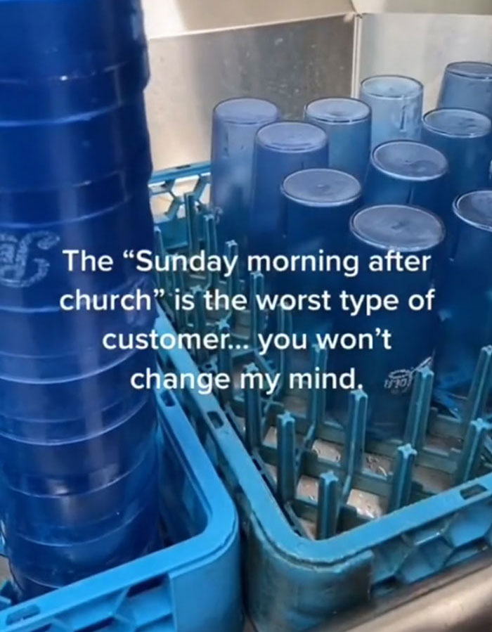 “The Worst Human Beings On Earth”: Server Complains About Annoying Customers Coming After Church On Sundays “The Worst Human Beings On Earth”: Server Complains About Annoying Customers Coming After Church On Sundays