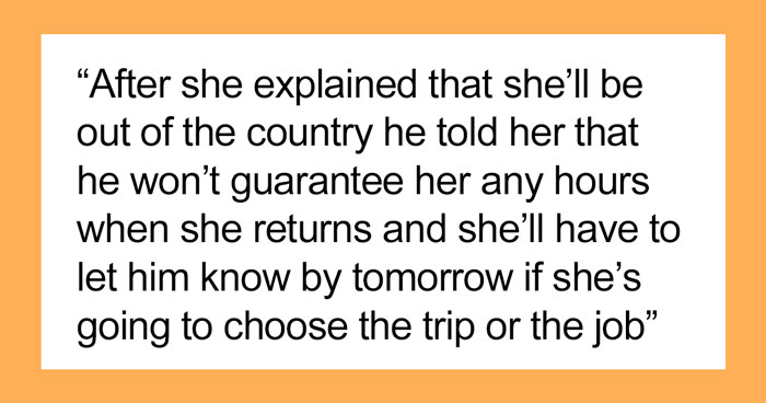 Teen Daughter Told To Make A Choice Between International Summer Program And Her $11/Hr 10 Hours Per Week Retail Job