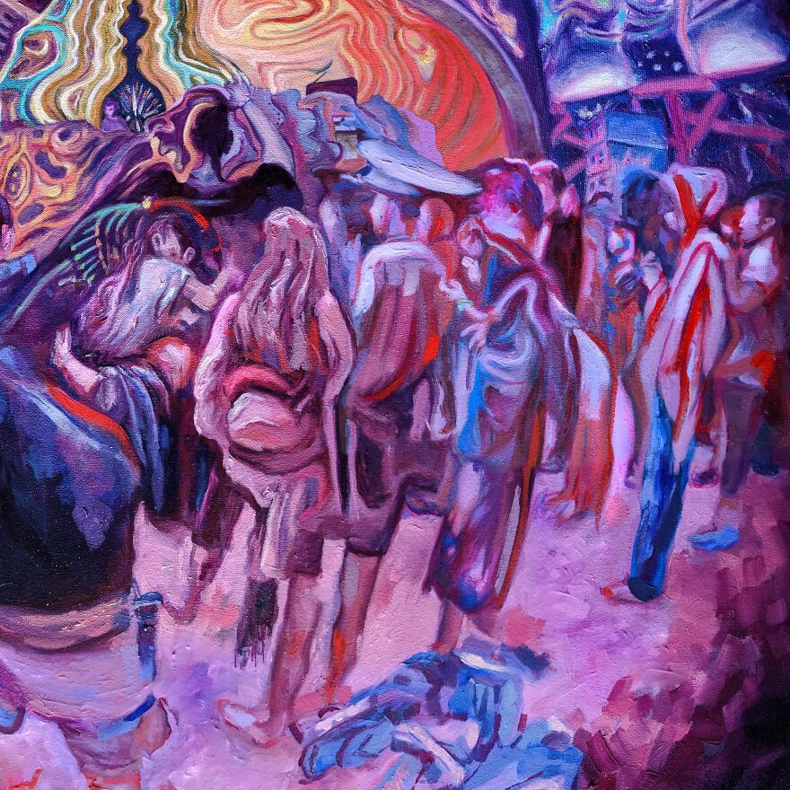 I Go To Music Festivals And Raves, Then Create Paintings Of What I See!