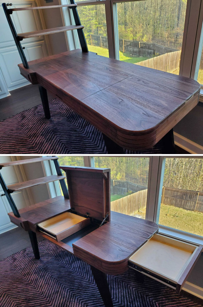 Star Wars Landspeeder Inspired Desk For My Son. Walnut And Ebonized Red Oak. Why Build A Desk When You Can Build A Spaceship?