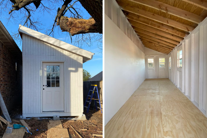 3 Months Late On My Personal Timeline, I Finished My Wife’s She-Shed! Would Love Any Feedback / Questions On My Process. I’m *extremely* Amateur So Please Don’t Hurt Me Too Bad!