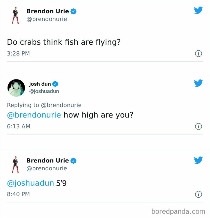 Twitter exchange showing a weird conversation between celebrities on official social media accounts.