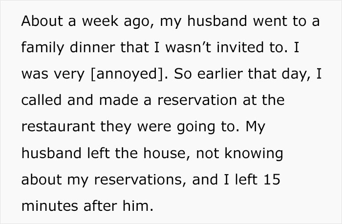 Woman Never Gets Invited To Husband's Family Dinners, Decided To Crash One And They Were Not Happy About It