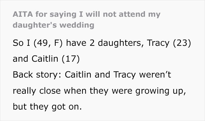 Bride Doesn't Invite Sister To The Wedding Because Of Her Sexuality, Freaks Out When Her Mother Refuses To Come Too