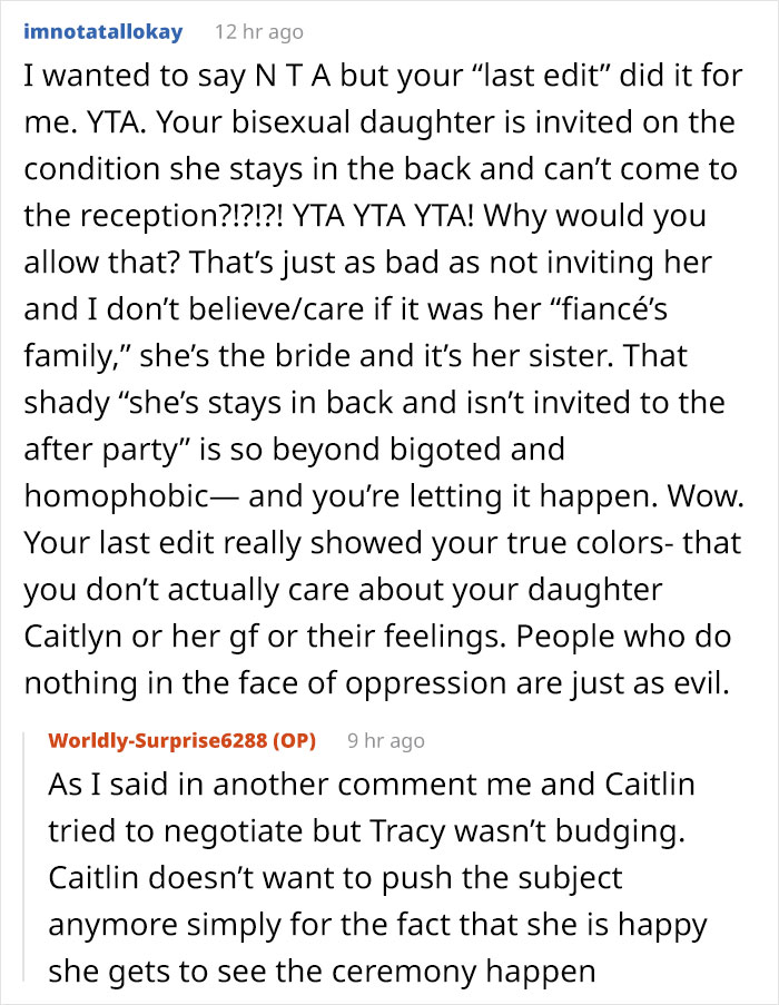 Bride Doesn't Invite Sister To The Wedding Because Of Her Sexuality, Freaks Out When Her Mother Refuses To Come Too