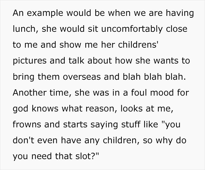 Childfree Woman Refuses To Give Her Annual Leave Slot To A Coworker With Four Kids, Office Drama Ensues