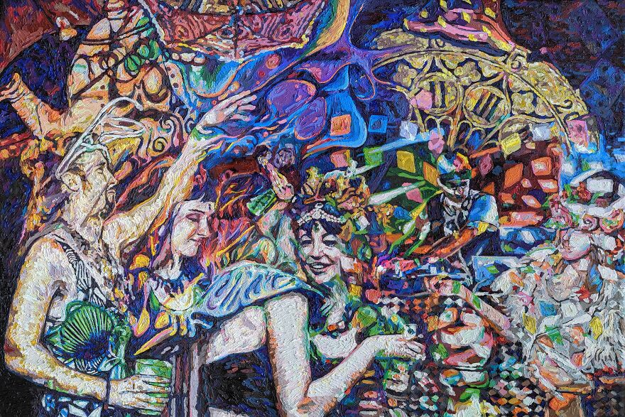 I Go To Music Festivals And Raves, Then Create Paintings Of What I See!