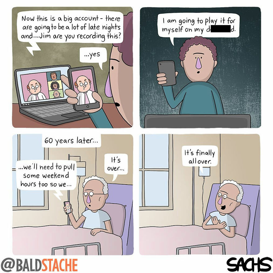 ‘Baldstache’ Comics For People Who Love Dark Humor