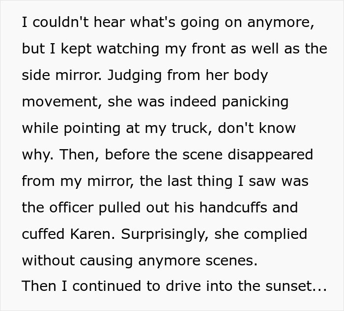 Truck Driver Maliciously Complies To Letting A Karen Illegally Pass Him In Traffic, She Immediately Crashes Into A Cop Car