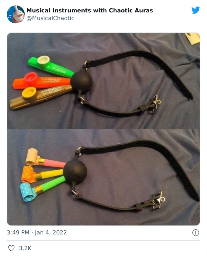30 Funny And Bizarre Pics From The "Musical Instruments With Chaotic Auras" Twitter Page