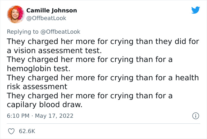 "One Tear In And They Charged Her $40": Woman Shares How Her Sister Was Charged $40 For 'Crying' During Doctor's Appointment, Goes Viral On Twitter "One Tear In And They Charged Her $40": Woman Shares How Her Sister Was Charged $40 For 'Crying' During Doctor's Appointment, Goes Viral On Twitter