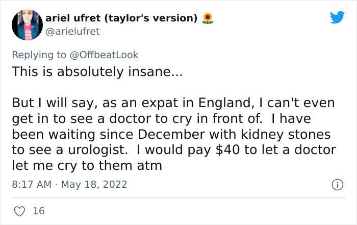 "One Tear In And They Charged Her $40": Woman Shares How Her Sister Was Charged $40 For 'Crying' During Doctor's Appointment, Goes Viral On Twitter "One Tear In And They Charged Her $40": Woman Shares How Her Sister Was Charged $40 For 'Crying' During Doctor's Appointment, Goes Viral On Twitter