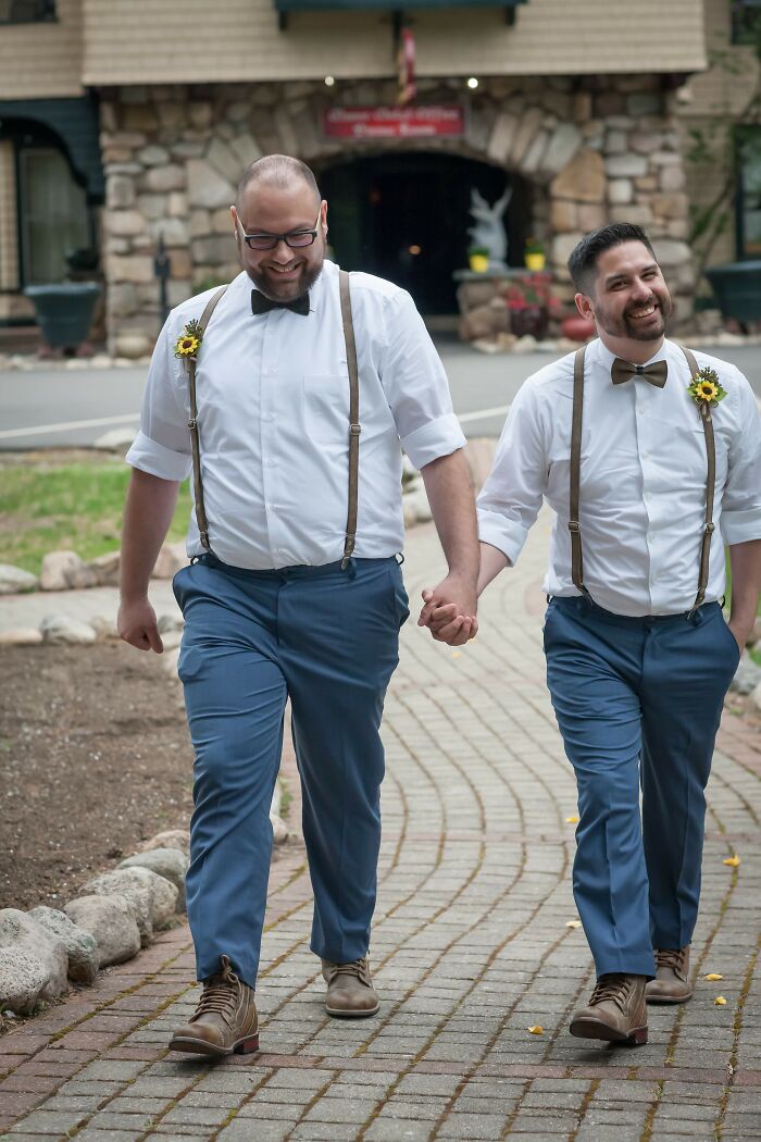 This Is My Wedding Day. We Were Laughing Because I Tried To Sneak A Kiss And Got Rejected Before The Ceremony