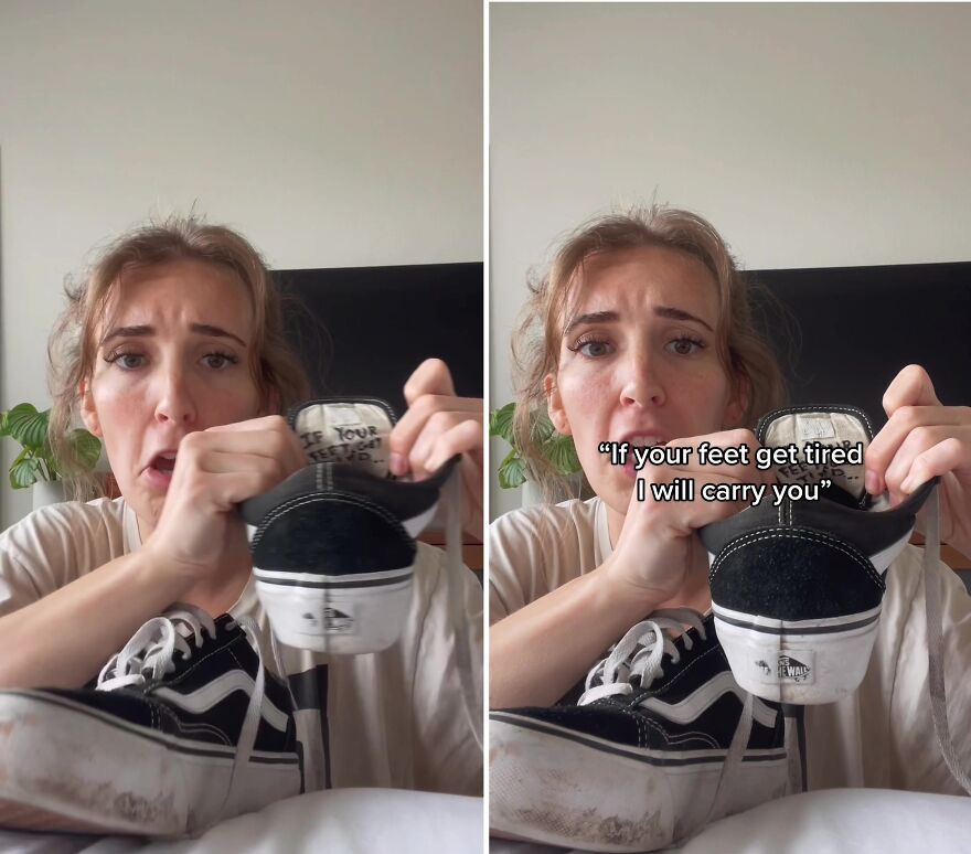 Woman Goes Viral When She Finds Her Husband's Declarations Of Love On Her Sneakers Woman Goes Viral When She Finds Her Husband's Declarations Of Love On Her Sneakers