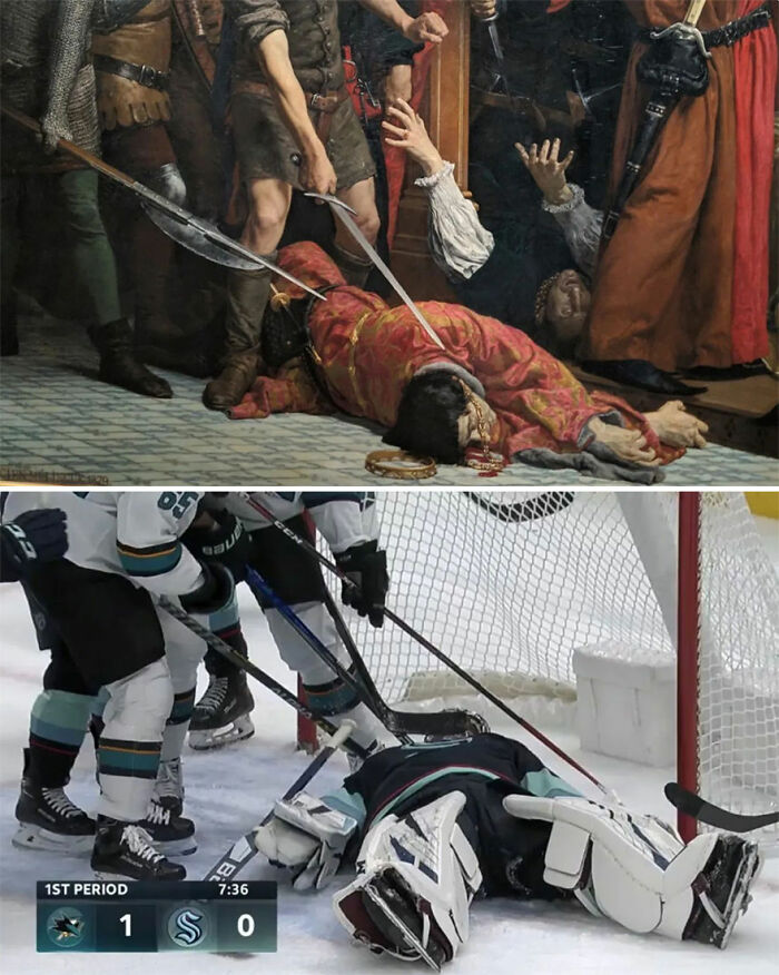 Instagram Account Compares Art With Sports Moments, And People Find It Funnily Accurate (30 Pics)