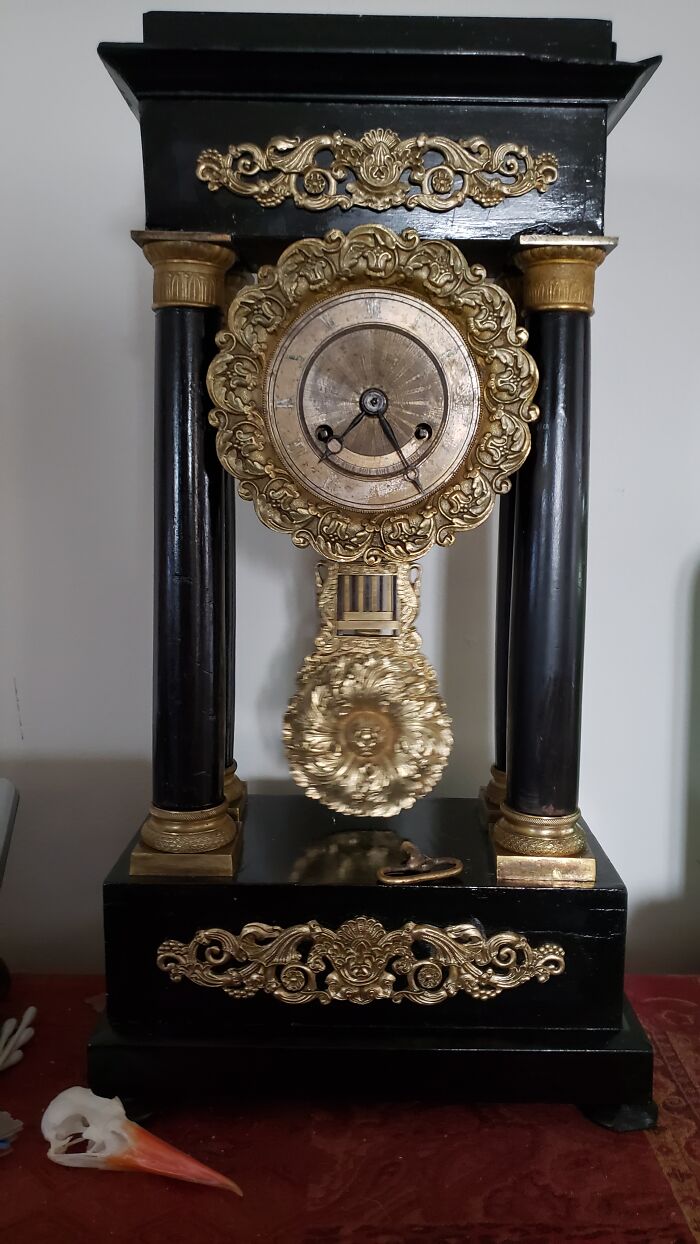 Great Great Grandfather's Clock 1840 This Is A French "Portico" Clock That Was Given To My Great Great Grandfather And Passed Down. It Still Works And Has A Beautiful, Light Chime On The Hour And Half Hour. I Get Chills, And Am So Humbled, When I Think Of All The People Who Heard Those Chimes Before Me
