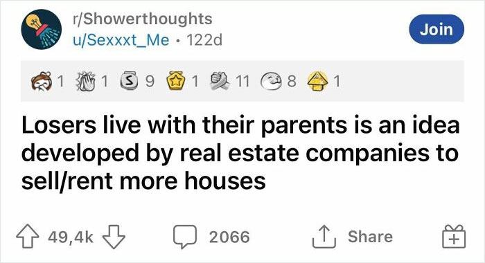 Funny realization posted in an online community about real estate companies' tactics to sell more houses.