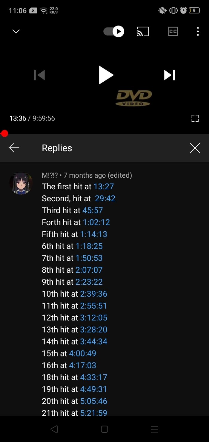 Idk If This Considered A Madlad But He/She Timestamp Every Time Dvd Logo Hit The Edges