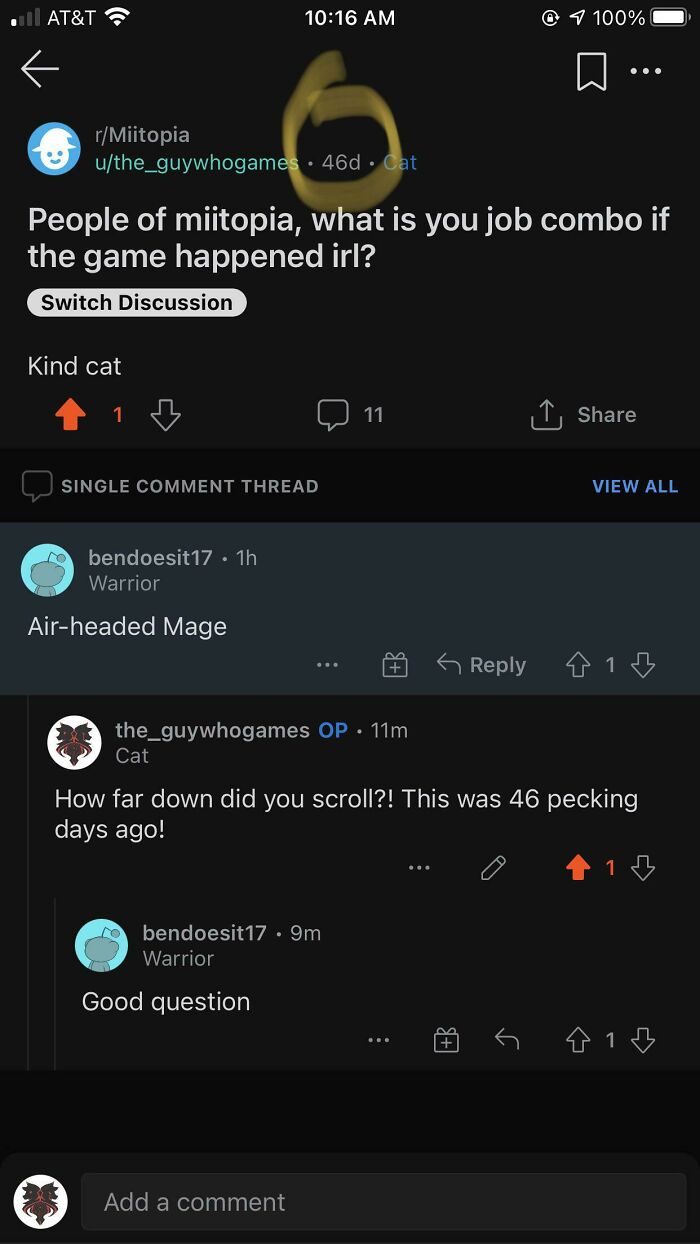 He Did It. This Madlad Actually Scrolled Through 46 Days Worth Of Miitopia Content And Commented On My Post