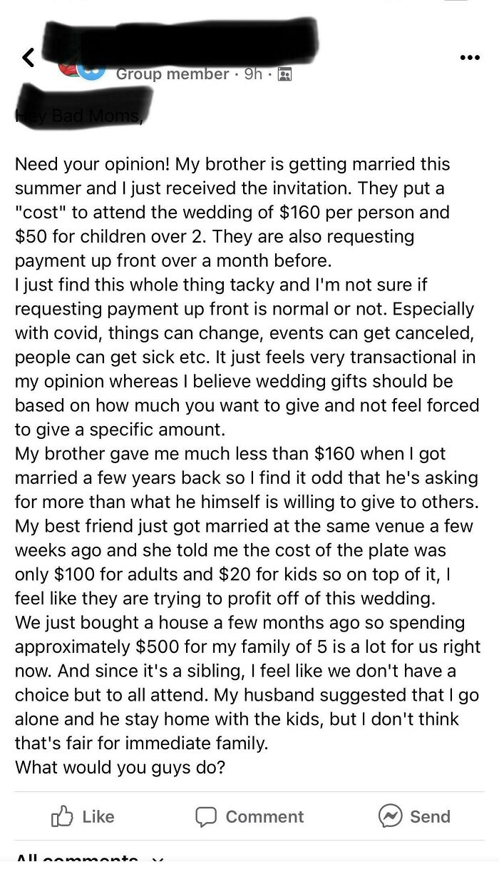 Found In A Book Of Faces Group. Far Too Many Commenters Are Saying, Though Tacky, The Brother Isn’t Out Of Line