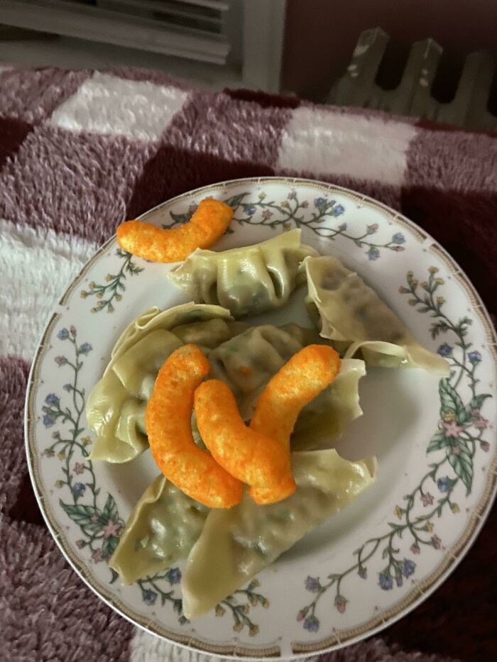 Gyoza With A Cheeto Drizzle Made By My High Boyfriend