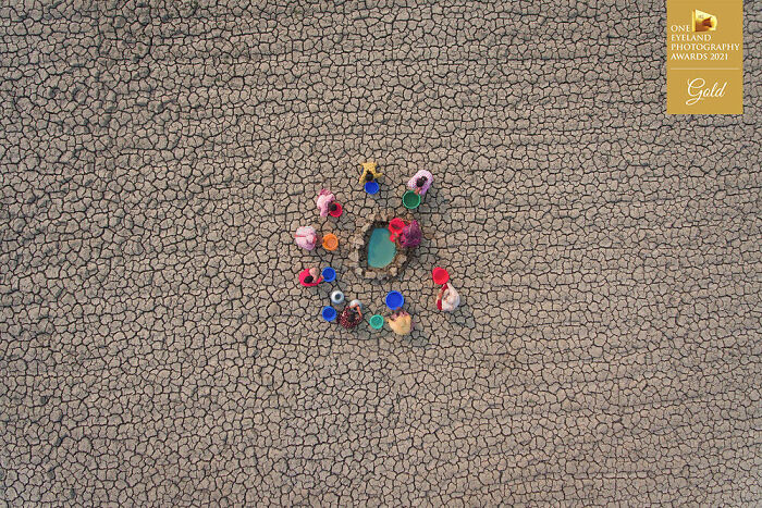 "Collecting Water From Dried Out Riverbeds" By Sujon Adikary. Gold In Editorial, Environmental