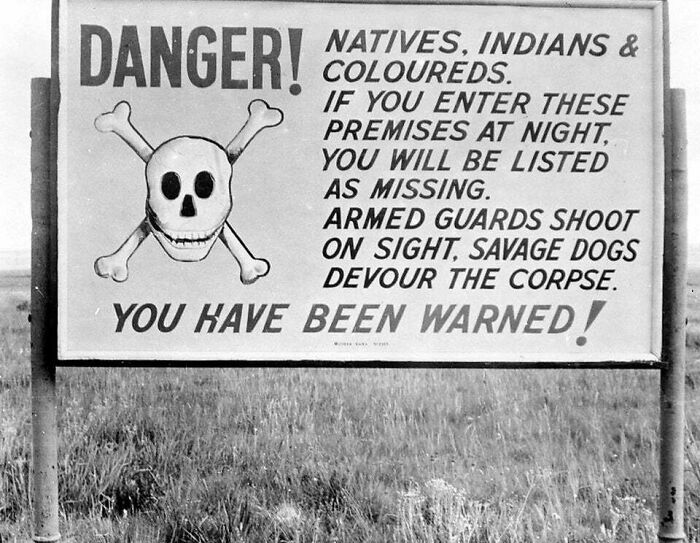 Apartheid-Era Sign Near Johannesburg, South Africa (1953)