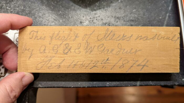 Found Behind The Stair Trim When We Did My Gut Rehab 9 Years Ago. DIT