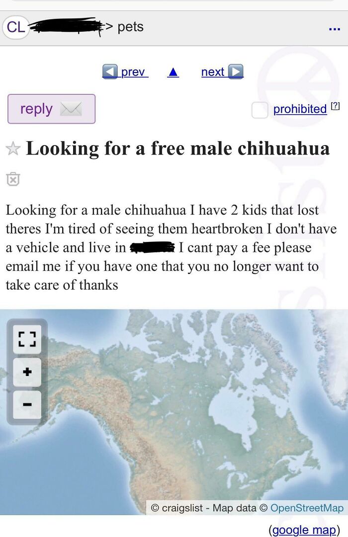 Wants Dog For Free And You Have To Bring It To Them! Additional Child Guilt Trip Too