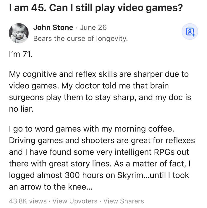 Whether I'm 30, 50, Or 100, I Will Never Stop Playing Video Games. They Make Me Happy