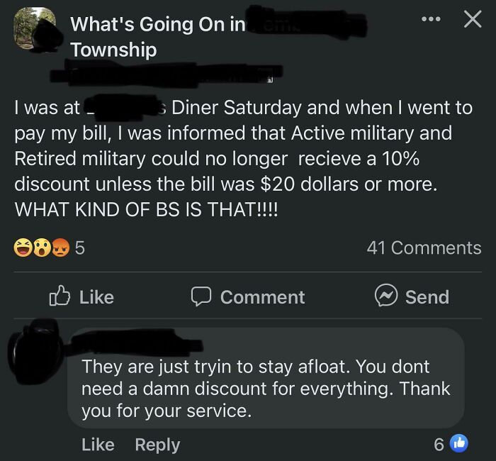 Waaahhh I Didn’t Get A Less Than $2 Discount At An Already Fairly Priced Diner