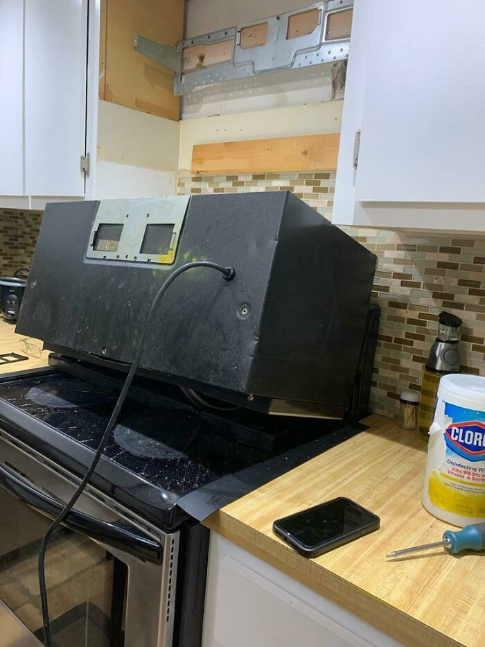 Wanted To Save Money By Repairing The Microwave Myself. It Slipped My Hands While Unmounting, And Broke The Glass Top