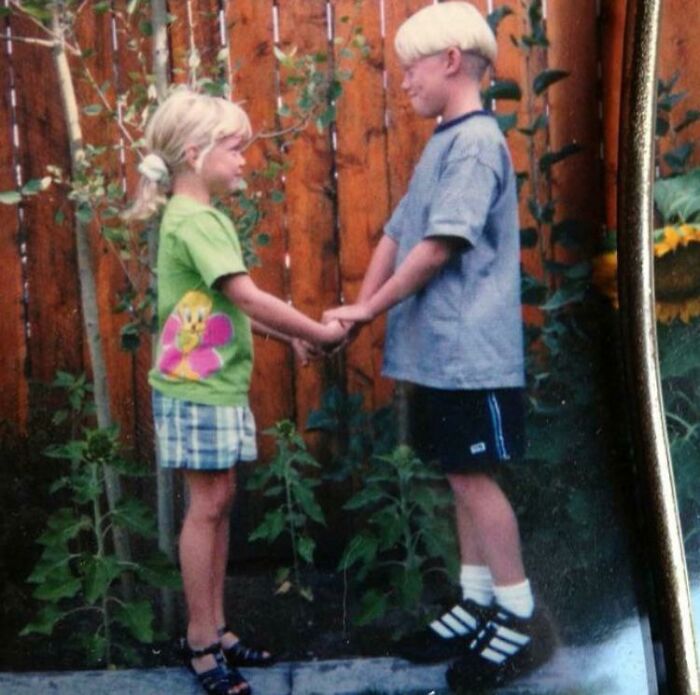 Brother And I’s First Day Of School Photo Looking A Little Wedding Like... Smh Mom