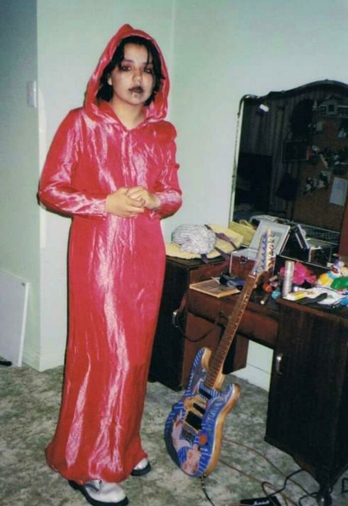 My Mum Kindly Uploaded This To Facebook. Me In The Early 2000s Getting Ready For A School Dance With The Theme 'Goths'