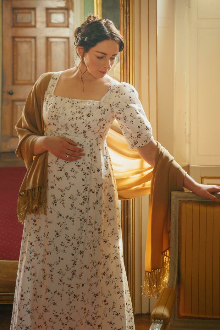 An Unusual Ikeahack - This Regency Gown Is Made From An IKEA Duvet Cover! It’s A Perfect Print For Around 1800 And Is 100% Cotton! Even A Single Duvet Cover Contains Quite A Lot Of Fabric