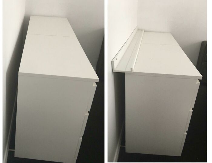 Boring Hacks For Renters: In A Tiny New 1br And The Only Wall That My Malm Pair Would Fit On Was The Same Wall As The Only Power Outlet. Had To Leave A Gap To Access The Outlet, But Didn’t Want All My Stuff Falling Down The Gap. Enter Mosslanda Photo Shelves And A Large Packet Of 3m/Command Strips!