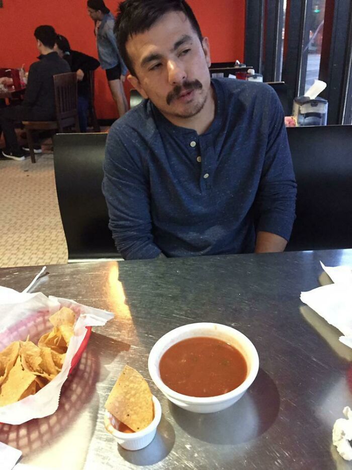 Asked For A Bit Of A Bigger Bowl Because You Could Not Even Dip A Chip In The Original Bowl Comfortably, So She Gave Me This With ‘Tude. Chip And BF For Reference