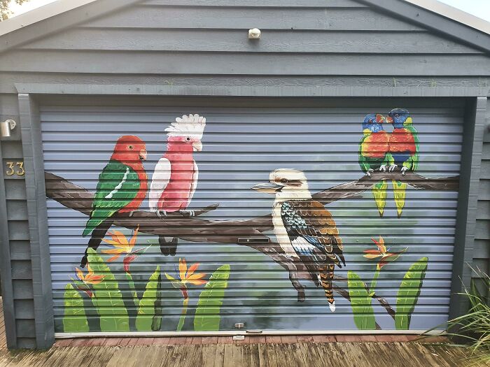Not Sure If This Counts As Home Decorating. Our Garage Is The Only Part Of Our House You Can See From The Street So We Commissioned An Artist To Paint A Mural, We Love It 