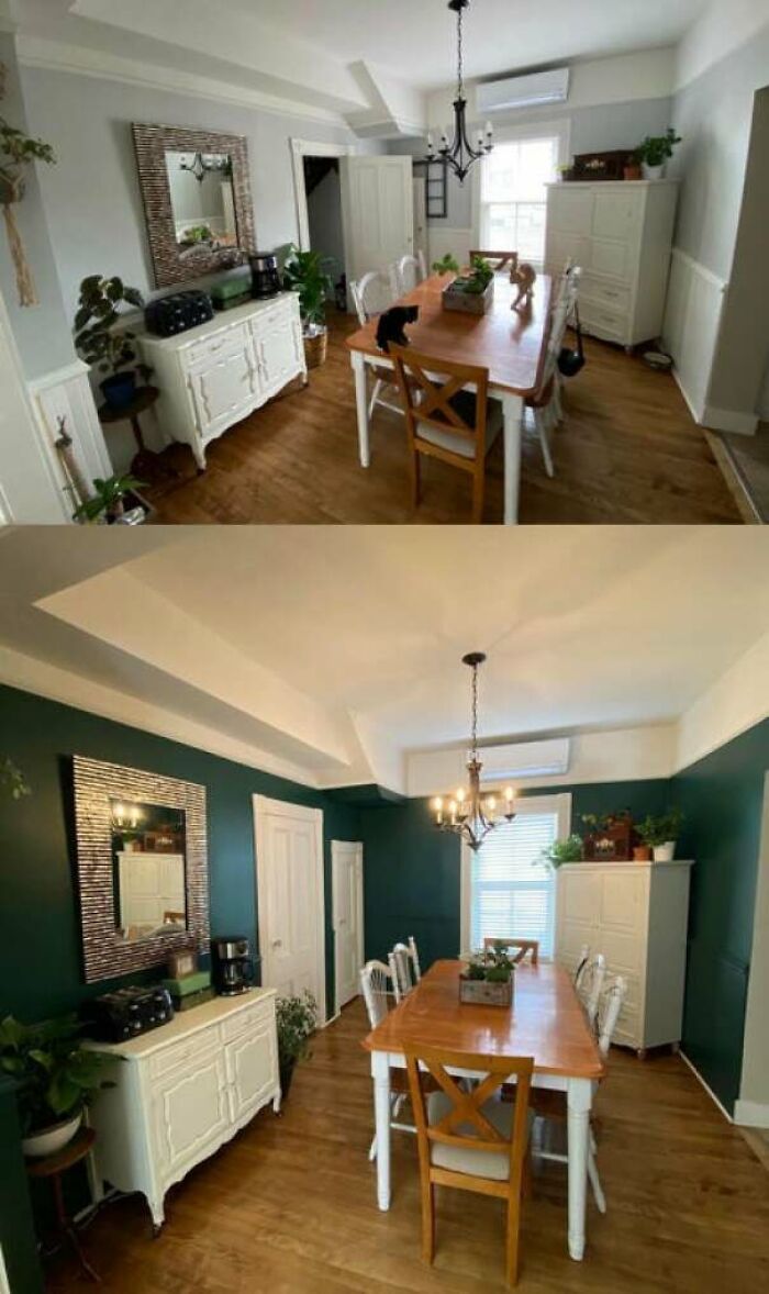 Mi novia quería probar un color llamativo para el comedor. ¡Creo que se ve fantástico!