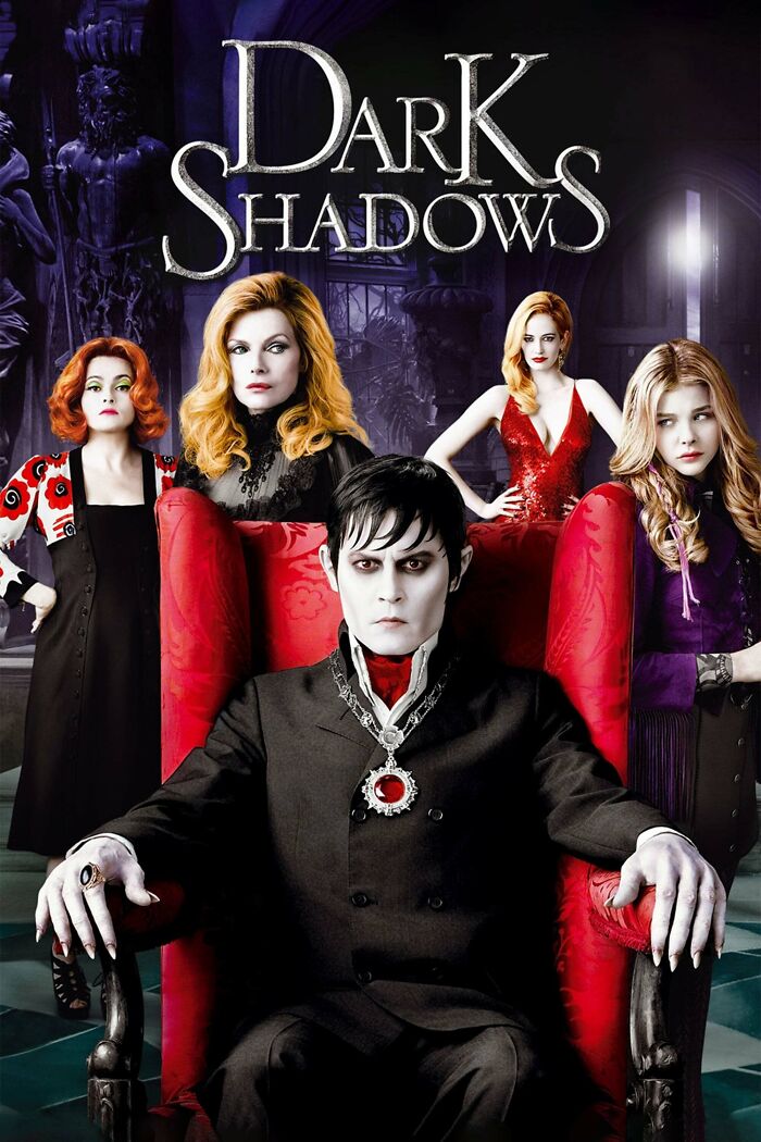 Dark Shadows movie characters posing in gothic setting, representing top horror comedies with laughs and scares.