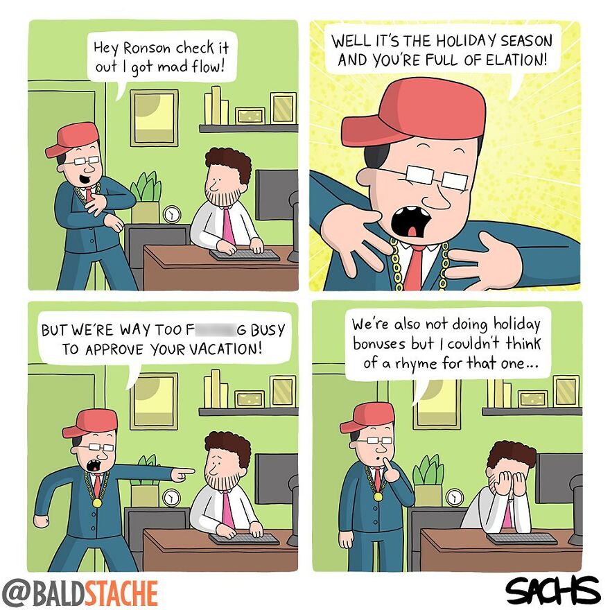 ‘Baldstache’ Comics For People Who Love Dark Humor